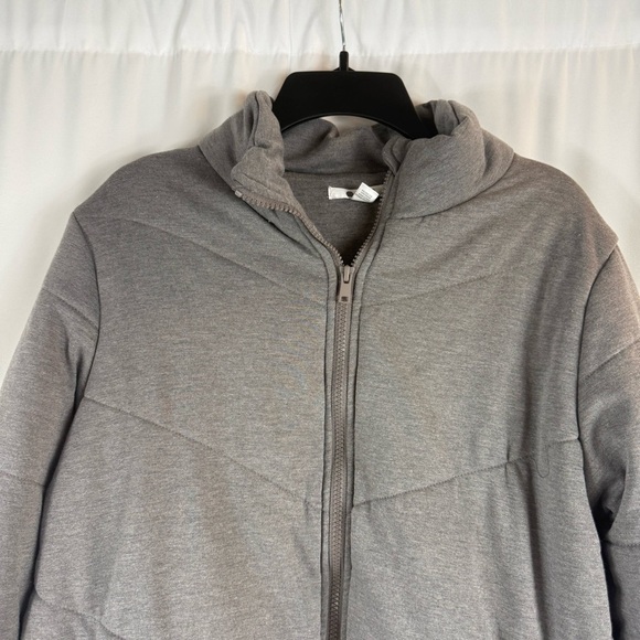 Three Dots Gray Quilted Step Hem Knit Full Zip Jacket Large - Picture 3 of 11